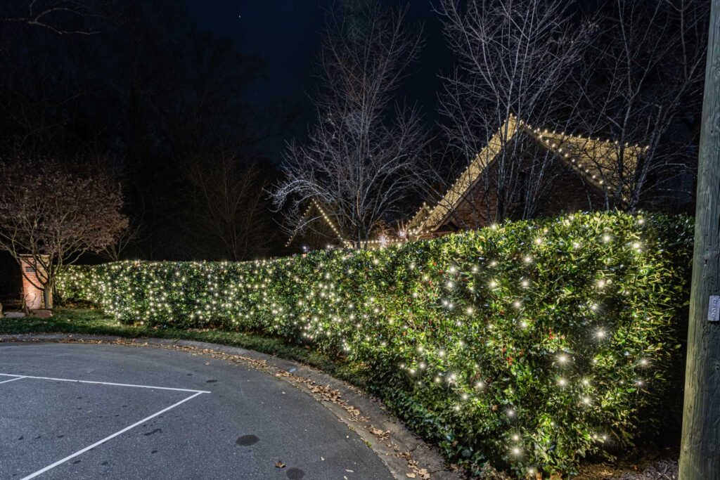Professional Buckhead Christmas light installer completing a project