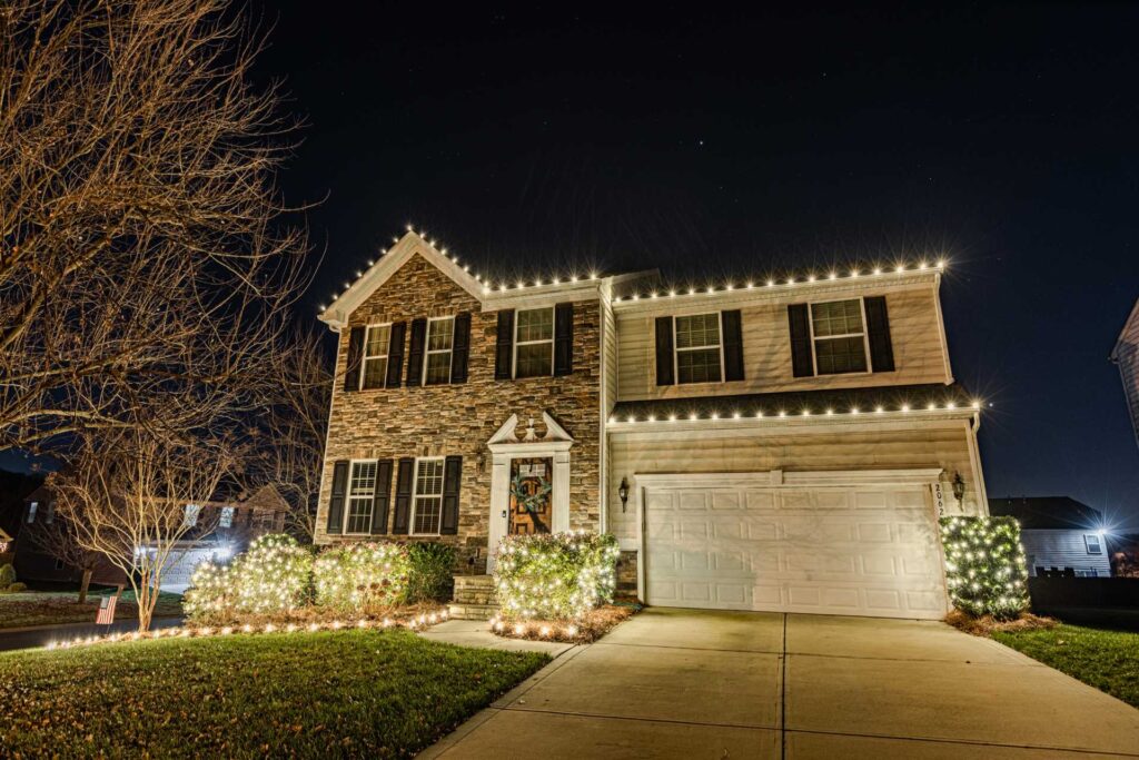 Professional Christmas light service with custom lighting details