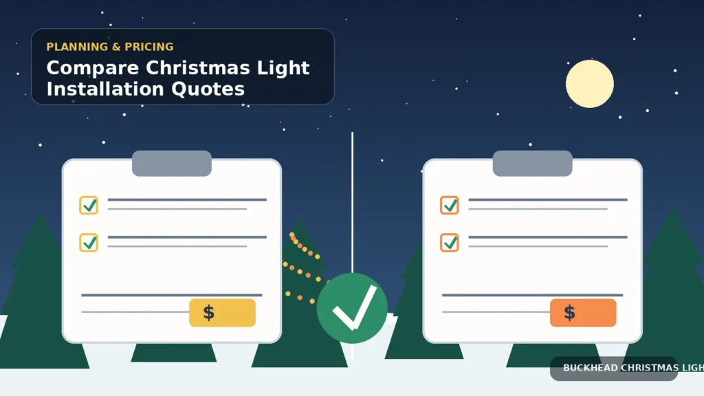 Illustration of two Christmas light installation quotes being compared side by side