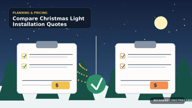 Illustration of two Christmas light installation quotes being compared side by side