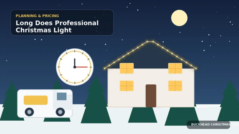 Illustration of a service van, clock, crew equipment, and professionally decorated home